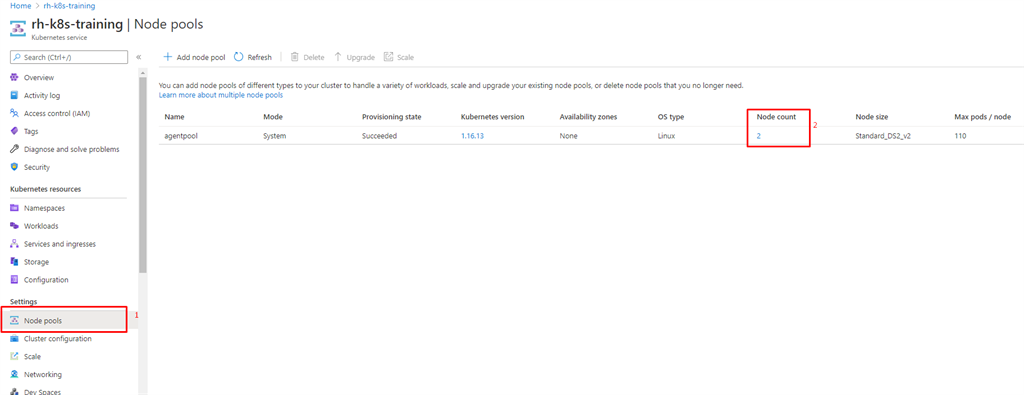 How to scale Azure Kubernetes Service Cluster by using Azure Portal